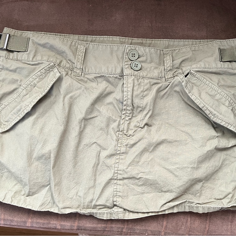 Army Green Mini Skirt with Pockets